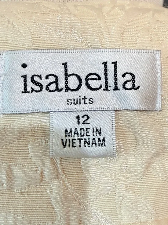 Vtg Isabella Suits 2-Piece Skirt Set Size 12 Cream Jacquard Floral Blazer Ruffle - Picture 6 of 15